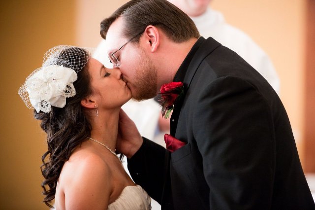 kiss, i do, bride, groom, nashville, wedding, holy name catholic church